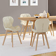 ID MARKET - Lot de 4 chaises ROBINE en tissu beige pour salle à manger - vignette