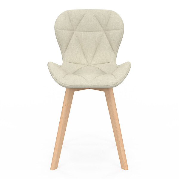 ID MARKET - Lot de 4 chaises ROBINE en tissu beige pour salle à manger - large
