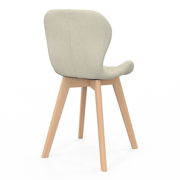 ID MARKET - Lot de 4 chaises ROBINE en tissu beige pour salle à manger - large