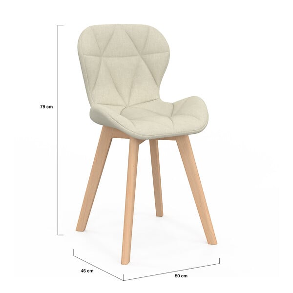ID MARKET - Lot de 4 chaises ROBINE en tissu beige pour salle à manger - large
