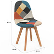 ID MARKET - Lot de 6 chaises scandinaves SARA blanc x2, gris clair x2 et patchworks multi-couleurs - vignette