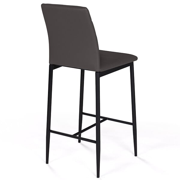 ID MARKET - Lot de 4 tabourets ROMANE en PVC gris design contemporain chaises de bar rembourrées - large