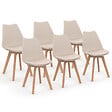 ID MARKET - Lot de 6 chaises scandinaves SARA beige pour salle à manger - vignette