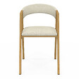 ID MARKET - Lot de 4 chaises CAMILLE en métal effet bois et tissu beige avec accoudoirs - vignette