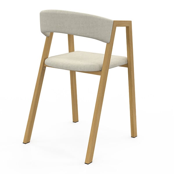 ID MARKET - Lot de 4 chaises CAMILLE en métal effet bois et tissu beige avec accoudoirs - large