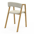 ID MARKET - Lot de 4 chaises CAMILLE en métal effet bois et tissu beige avec accoudoirs - vignette