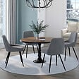 ID MARKET - Lot de 4 chaises THALYA en velours gris clair avec accoudoirs - vignette