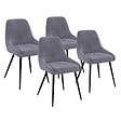 ID MARKET - Lot de 4 chaises THALYA en velours gris clair avec accoudoirs - vignette