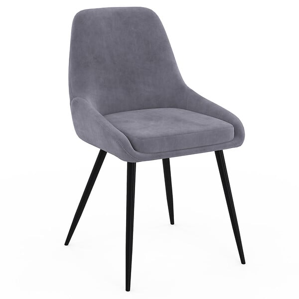 ID MARKET - Lot de 4 chaises THALYA en velours gris clair avec accoudoirs - large