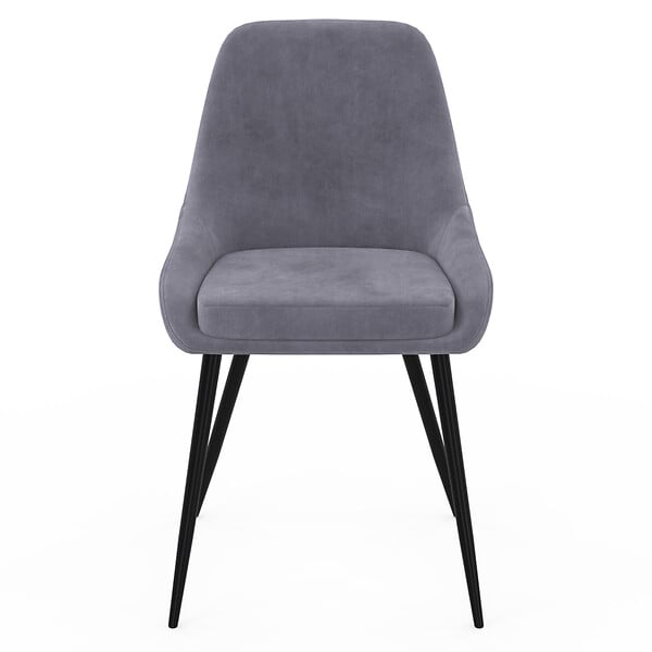 ID MARKET - Lot de 4 chaises THALYA en velours gris clair avec accoudoirs - large