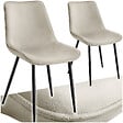 TECTAKE - Lot 2 chaises assise ergonomique rembourrée aspect velours crème - vignette