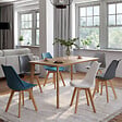 ID MARKET - Lot de 6 chaises scandinaves SARA mix color blanc, gris clair, bleu canard x2, gris foncé x2 - vignette