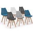 ID MARKET - Lot de 6 chaises scandinaves SARA mix color blanc, gris clair, bleu canard x2, gris foncé x2 - vignette