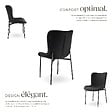 TECTAKE - 4 chaises rembourrées revêtement en tissu et forme ergonomique noir - vignette