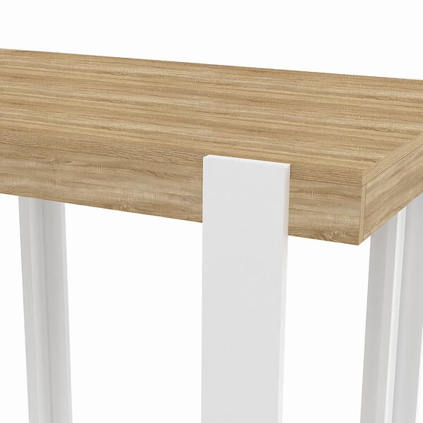 ID MARKET - Table haute de bar PHOENIX bois et blanc 90 cm - large