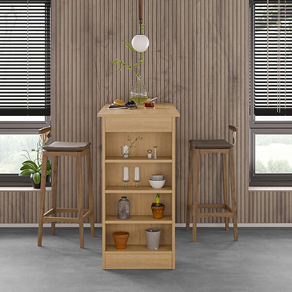 HABITAT ET JARDIN - Table de bar en bois "Swallow" 117 x 54 x 101,8 cm - Chêne saphir - large