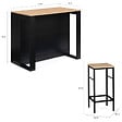 ID MARKET - Ensemble table de bar îlot JUNO bois noir avec plateau façon hêtre et 2 tabourets de bar DETROIT - vignette