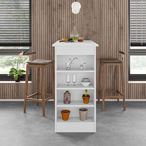 HABITAT ET JARDIN - Table de bar en bois "Swallow" 117 x 54 x 101,8 cm - Blanc - large