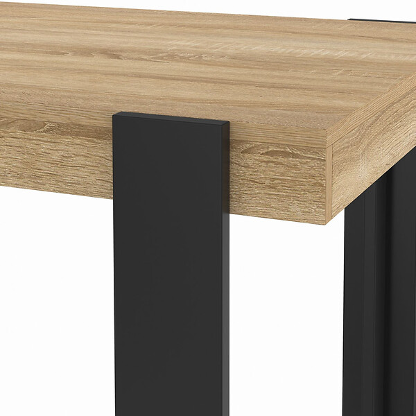 ID MARKET - Table haute de bar PHOENIX bois et noir 90 cm - large