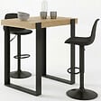 ID MARKET - Ensemble table de bar PHOENIX bois et noir et 2 tabourets KARL noir pied noir - vignette