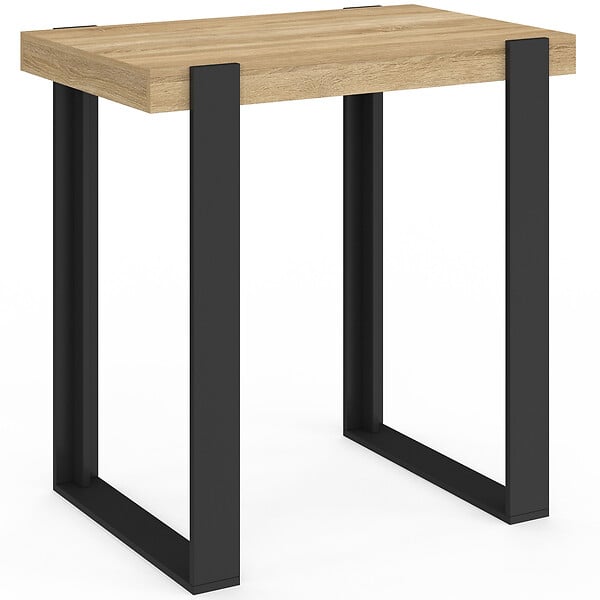 ID MARKET - Ensemble table de bar PHOENIX bois et noir et 2 tabourets KARL noir pied noir - large