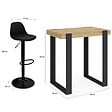 ID MARKET - Ensemble table de bar PHOENIX bois et noir et 2 tabourets KARL noir pied noir - vignette
