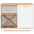 ID MARKET - Table de bar îlot VITO 113 cm avec range-bouteilles bois blanc et plateau façon hêtre - vignette