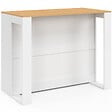 ID MARKET - Table de bar îlot VITO 113 cm avec range-bouteilles bois blanc et plateau façon hêtre - vignette