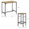 ID MARKET - Ensemble table haute de bar DETROIT 100 cm et 4 tabourets bois et métal noir design industriel - vignette