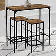 ID MARKET - Ensemble table haute de bar DAYTON 100 cm et 4 chaises de bar effet vieilli design industriel - vignette
