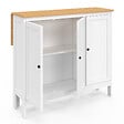 ID MARKET - Ensemble table de bar îlot Achille et 2 tabourets bois blanc plateau façon hêtre - vignette