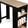 ID MARKET - Table de bar BARTH 2 à 4 personnes bois noir plateau façon hêtre - vignette