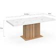 ID MARKET - Table à manger extensible rectangle JULIETTE 6-10 personnes plateau effet marbre lattes tasseau bois avec rangement 160-200 cm - vignette