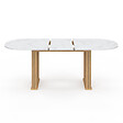 ID MARKET - Table à manger extensible ovale JULIETTE 6-10 personnes pieds effet lattes et plateau effet marbre ALASKA 160-200 cm - vignette