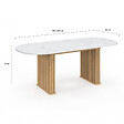 ID MARKET - Table à manger extensible ovale JULIETTE 6-10 personnes pieds effet lattes et plateau effet marbre ALASKA 160-200 cm - vignette