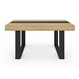 ID MARKET - Ensemble table à manger rectangle PHOENIX bois et noir bande centrale noire 160 cm et 6 chaises ROMANE noires bandeau blanc - vignette