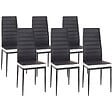 ID MARKET - Ensemble table à manger rectangle PHOENIX bois et noir bande centrale noire 160 cm et 6 chaises ROMANE noires bandeau blanc - vignette