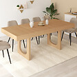 ID MARKET - Table à manger extensible rectangle ALOISE 4-8 personnes pied arc bois effet hêtre 160-200 cm - vignette