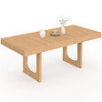 ID MARKET - Table à manger extensible rectangle ALOISE 4-8 personnes pied arc bois effet hêtre 160-200 cm - vignette