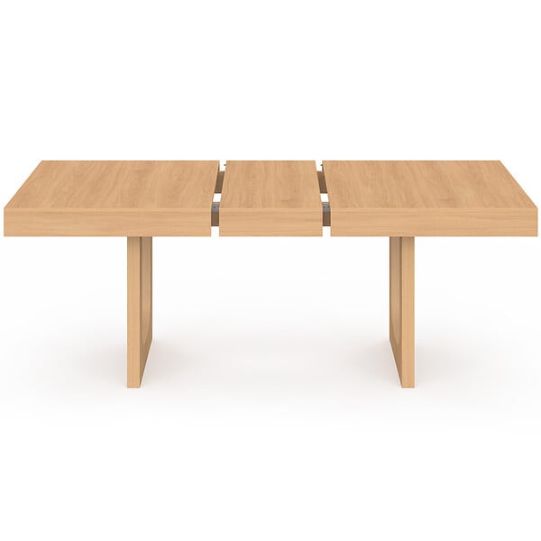 ID MARKET - Table à manger extensible rectangle ALOISE 4-8 personnes pied arc bois effet hêtre 160-200 cm - large