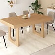 ID MARKET - Table à manger extensible rectangle ALOISE 4-8 personnes pied arc bois effet hêtre 160-200 cm - vignette