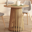 ID MARKET - Table à manger ronde CARMEN 4 personnes pied bois en lattes et plateau bois 80 cm - vignette