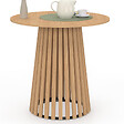 ID MARKET - Table à manger ronde CARMEN 4 personnes pied bois en lattes et plateau bois 80 cm - vignette