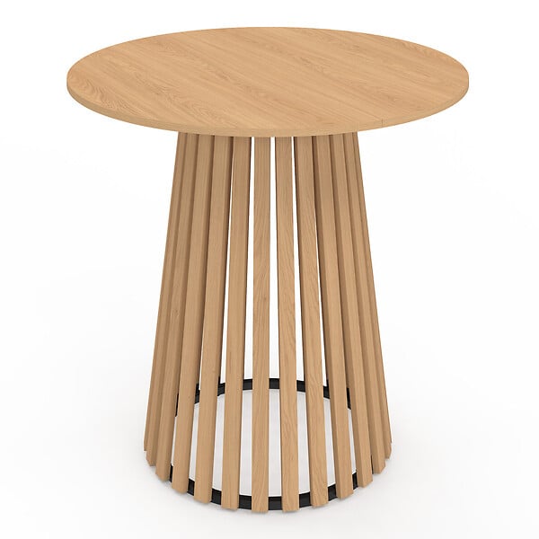 ID MARKET - Table à manger ronde CARMEN 4 personnes pied bois en lattes et plateau bois 80 cm - large
