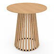 ID MARKET - Table à manger ronde CARMEN 4 personnes pied bois en lattes et plateau bois 80 cm - vignette