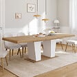 ID MARKET - Table à manger extensible rectangle ELIAD 8-12 personnes bois et blanc 200-250 cm - vignette