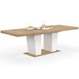 ID MARKET - Table à manger extensible rectangle ELIAD 8-12 personnes bois et blanc 200-250 cm - vignette