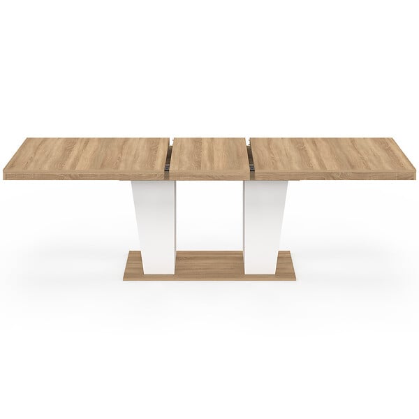 ID MARKET - Table à manger extensible rectangle ELIAD 8-12 personnes bois et blanc 200-250 cm - large