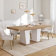 ID MARKET - Table à manger extensible rectangle ELIAD 8-12 personnes bois et blanc 200-250 cm - vignette
