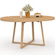 ID MARKET - Table à manger extensible ronde SELMA 4-8 personnes bois effet hêtre 110-150 cm - vignette